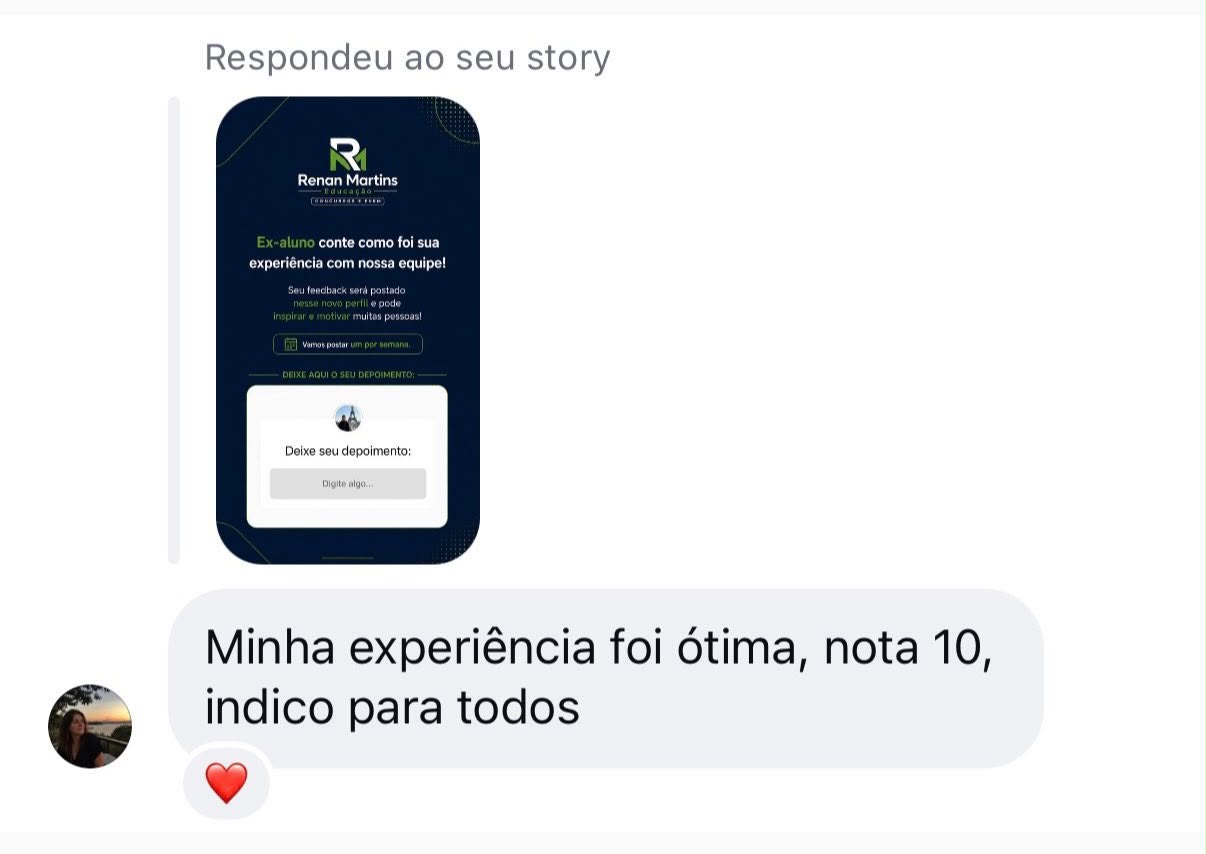Feedback de aluno 2 sobre a preparação com o Professor Renan Martins