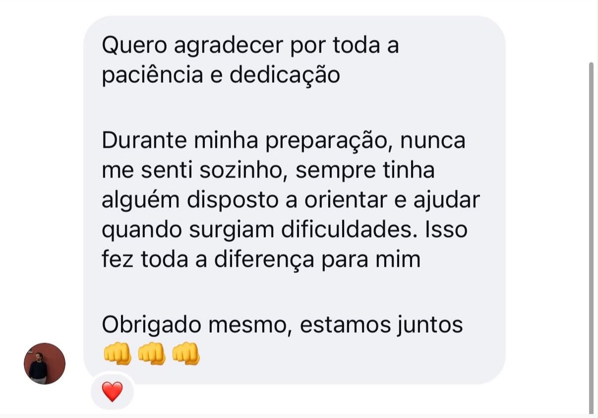 Feedback de aluno 7 sobre a preparação com o Professor Renan Martins